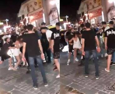 Antalya'daki kız kavgasını polisler bile zor ayırdı!