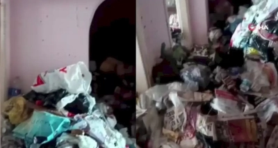 Toros Mahallesinde bir evden 20 ton çöp çıkarıldı